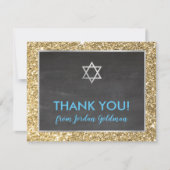 MODERN BAR MITZVAH danke Ihnen goldgrauer Glitzer (Vorderseite)