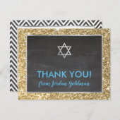 MODERN BAR MITZVAH danke Ihnen goldgrauer Glitzer (Vorne/Hinten)