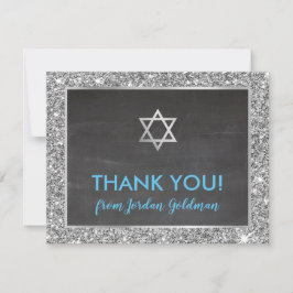 MODERN BAR MITZVAH danke Ihnen silber Glitzer grau