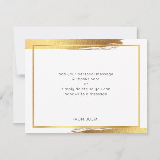 MODERN BAR MITZVAH dankt Goldschmiedepinsel Dankeskarte (Rückseite)