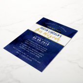 MODERN BAR MITZVAH dark blue faux gold hebrew Folieneinladung (Gedreht)