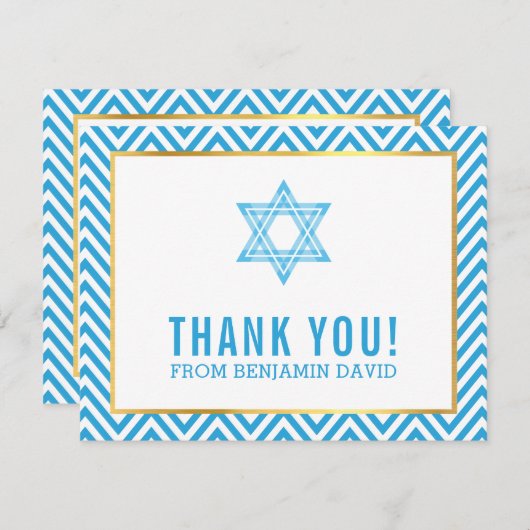 MODERN BAR MITZVAH Preppy danke Stern BLAUE (Vorne/Hinten)