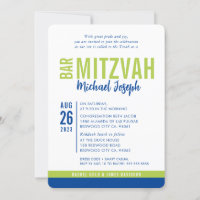MODERN BAR MITZVAH trendy date blue lila green