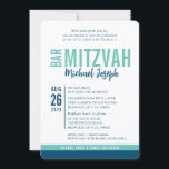 MODERN BAR MITZVAH trendy date blue minge green Einladung<br><div class="desc">durch kat massard > WWW.SIMPLYSWEETPAPERIE.com Liebe des Designs, aber möchte einige Änderungen sehen - ein anderes Farbschema, Produkt, ein Foto hinzufügen oder angepasst für einen anderen Anlass - keine Sorge einfach kontaktieren Sie mich - ich bin gerne zu helfen! - - - - - - - - - - -...</div>