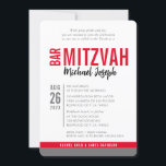 MODERN BAR MITZVAH trendy datiert rot grau Einladung<br><div class="desc">durch kat massard > WWW.SIMPLYSWEETPAPERIE.com Liebe des Designs, aber möchte einige Änderungen sehen - ein anderes Farbschema, Produkt, ein Foto hinzufügen oder angepasst für einen anderen Anlass - keine Sorge einfach kontaktieren Sie mich - ich bin gerne zu helfen! - - - - - - - - - - -...</div>