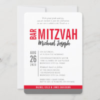 MODERN BAR MITZVAH trendy datiert rot grau