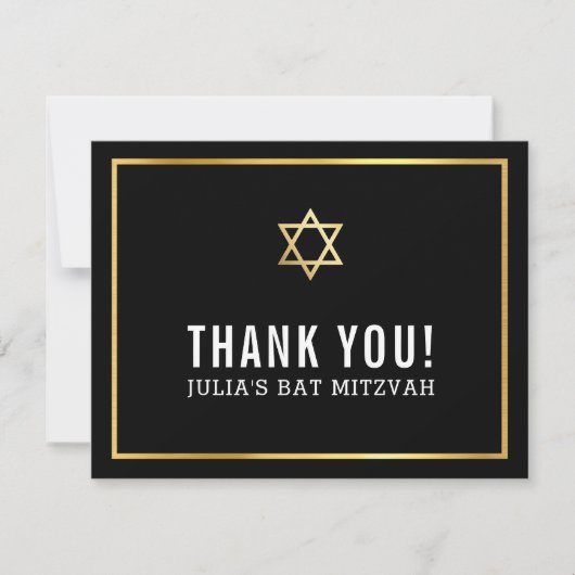 MODERN BAR MITZVAH Vielen Dank für Ihr goldenes St Dankeskarte (Vorderseite)