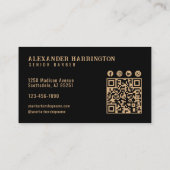 Modern Barber Bronze Büffel Barber Shop Qr Code Visitenkarte (Rückseite)