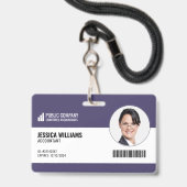 Modern Barcode Staff Employee ID Badge Ausweis (Vorderseite mit Schlüsselband)