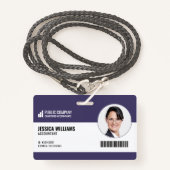 Modern Barcode Staff Employee ID Badge Ausweis (Vorderseite mit Schlüsselband)