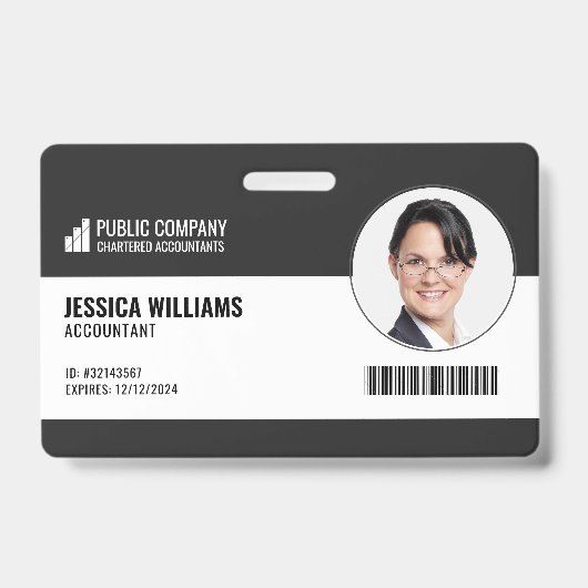 Modern Barcode Staff Employee ID Badge Ausweis (Front)