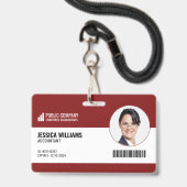 Modern Barcode Staff Employee ID Badge Ausweis (Vorderseite mit Schlüsselband)
