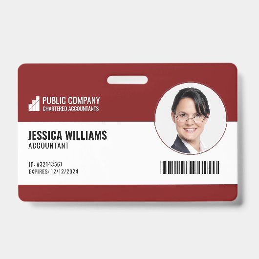 Modern Barcode Staff Employee ID Badge Ausweis (Vorderseite)