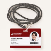 Modern Barcode Staff Employee ID Badge Ausweis (Vorderseite mit Schlüsselband)