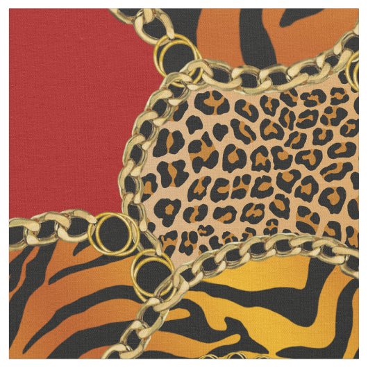 Modern Baroque Animal Print With Chains Stoff (Nahaufnahme)