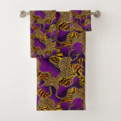 Modern Baroque Glam Animal Print On Purple  Badhandtuch Set (Insitu)