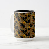 Modern Baroque Glam Animal Print With Chains Zweifarbige Tasse (Vorderseite Links)