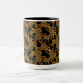Modern Baroque Glam Animal Print With Chains Zweifarbige Tasse (Mittel)