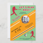 Modern Baseball Ball Player zum Geburtstag Einladung (Vorderseite)