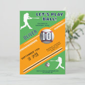 Modern Baseball Ball Player zum Geburtstag Einladung (Stehend Vorderseite)