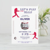 Modern Baseball Ball Player zum Geburtstag Einladung (Stehend Vorderseite)