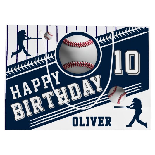 Modern Baseball Ball Player zum Geburtstag Große Geschenktüte (Rückseite)