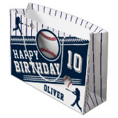 Modern Baseball Ball Player zum Geburtstag Große Geschenktüte (Rückseite Schrägansicht)