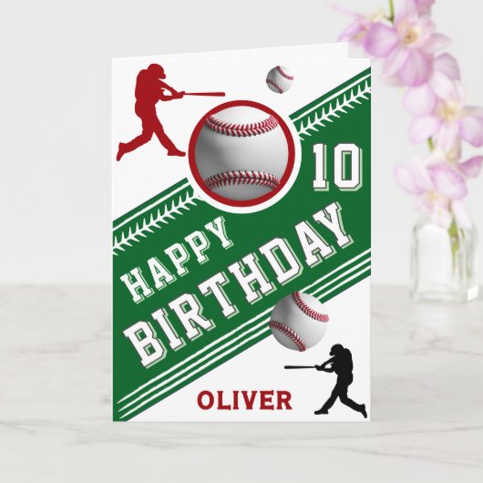 Modern Baseball Ball Player zum Geburtstag Karte (Orchidee)