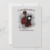 Modern Baseball Catching Fifty Männer 50. Geburtst Einladung (Rückseite)