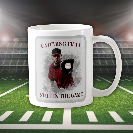 Modern Baseball Catching Fifty Männer 50. Geburtst Kaffeetasse