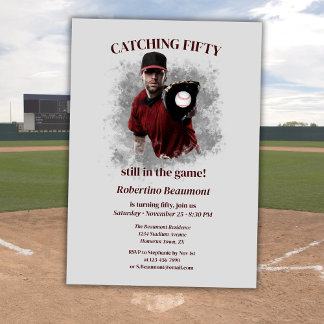 Modern Baseball Catching Fifty Men's 50th Birthday Einladung