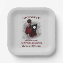 Modern Baseball Catching Fifty Men's 50th Birthday Pappteller