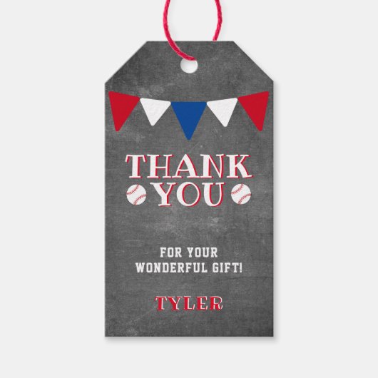 Modern Baseball Chalkboard Kids Vielen Dank Geschenkanhänger (Vorderseite)