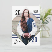 Modern Baseball Diamond Foto Grad Einladungskarte (Stehend Vorderseite)