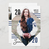 Modern Baseball Diamond Foto Grad Einladungskarte (Vorne/Hinten)