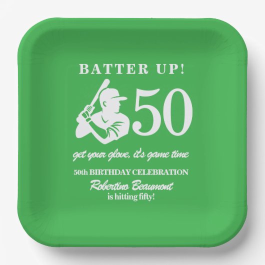 Modern Baseball Player Men's 50th Birthday Pappteller (Vorderseite)