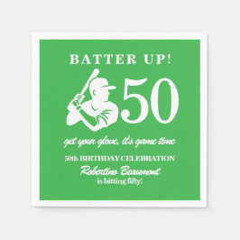 Modern Baseball Player Men's 50th Birthday Serviette