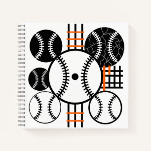 Modern Baseball Schwarz Weiß Orange Farbgebung Notizblock