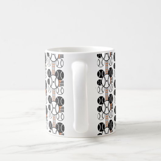 Modern Baseball Schwarz Weiß Orange Farbpattern Kaffeetasse (Henkel)