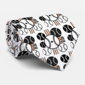 Modern Baseball Schwarz Weiß Orange Farbpattern Krawatte (Gerollt)