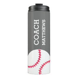 Modern Baseball Softball Coach Personalisiert Grau Thermosbecher