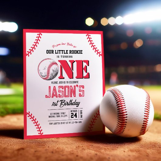Modern Baseball Stitch Budget 1 Geburtstag Einladu