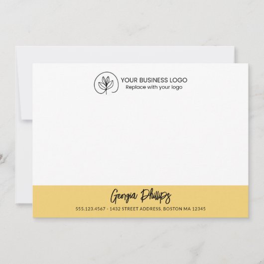 Modern Basic Soft Yellow Name & Logo Mitteilungskarte (Vorderseite)