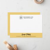 Modern Basic Soft Yellow Name & Logo Mitteilungskarte (Vorderseite/Rückseite Beispiel)