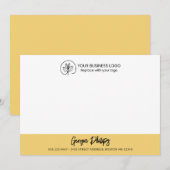 Modern Basic Soft Yellow Name & Logo Mitteilungskarte (Vorne/Hinten)
