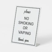 Modern Basic White No Smoking Tabletop-Zeichen Sockelschild (Vorderseite)