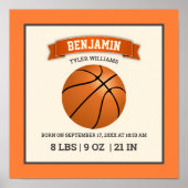 Modern Basketball Baby Birth Stats Poster (Vorne)