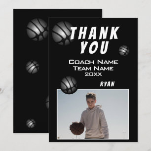 Modern Basketball Ball Photo Thank you Coach  Dankeskarte