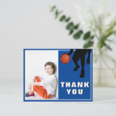 Modern Basketball Birthday Foto Vielen Dank Postkarte (Stehend Vorderseite)