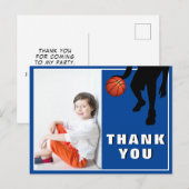 Modern Basketball Birthday Foto Vielen Dank Postkarte (Vorne/Hinten)